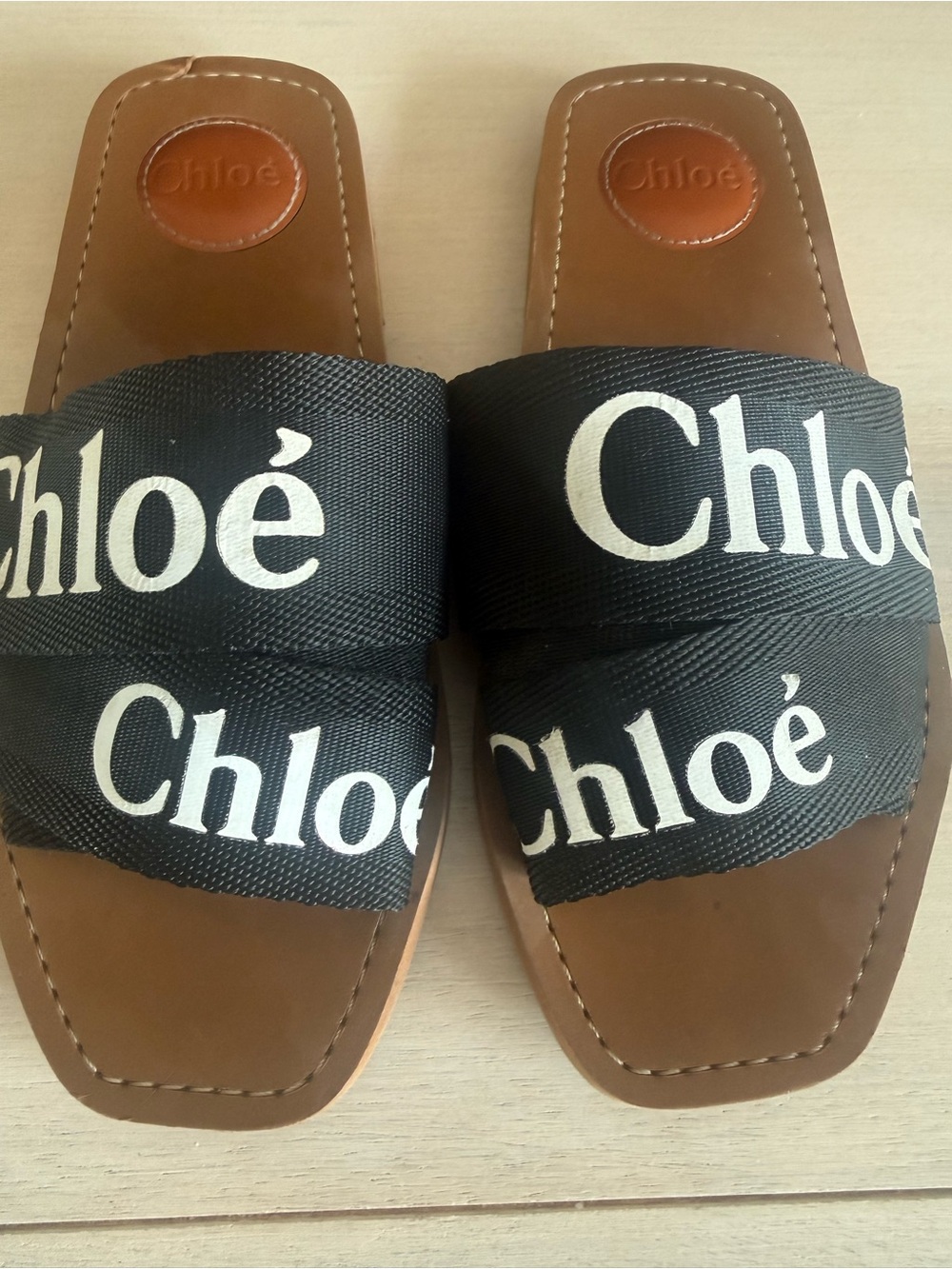 Chloé Woody Black Slide Sandals - Picture 1 of 5